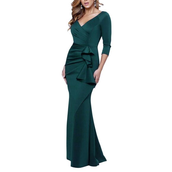 Xscape Lexi Scuba Ruched Side Green Size 14W Long Sleeve NWT - Picture 1 of 6